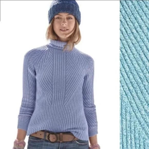Sundance Toasty Dimensions Ribbed Turtleneck Sweater in Aqua Blue - Large - Picture 3 of 11